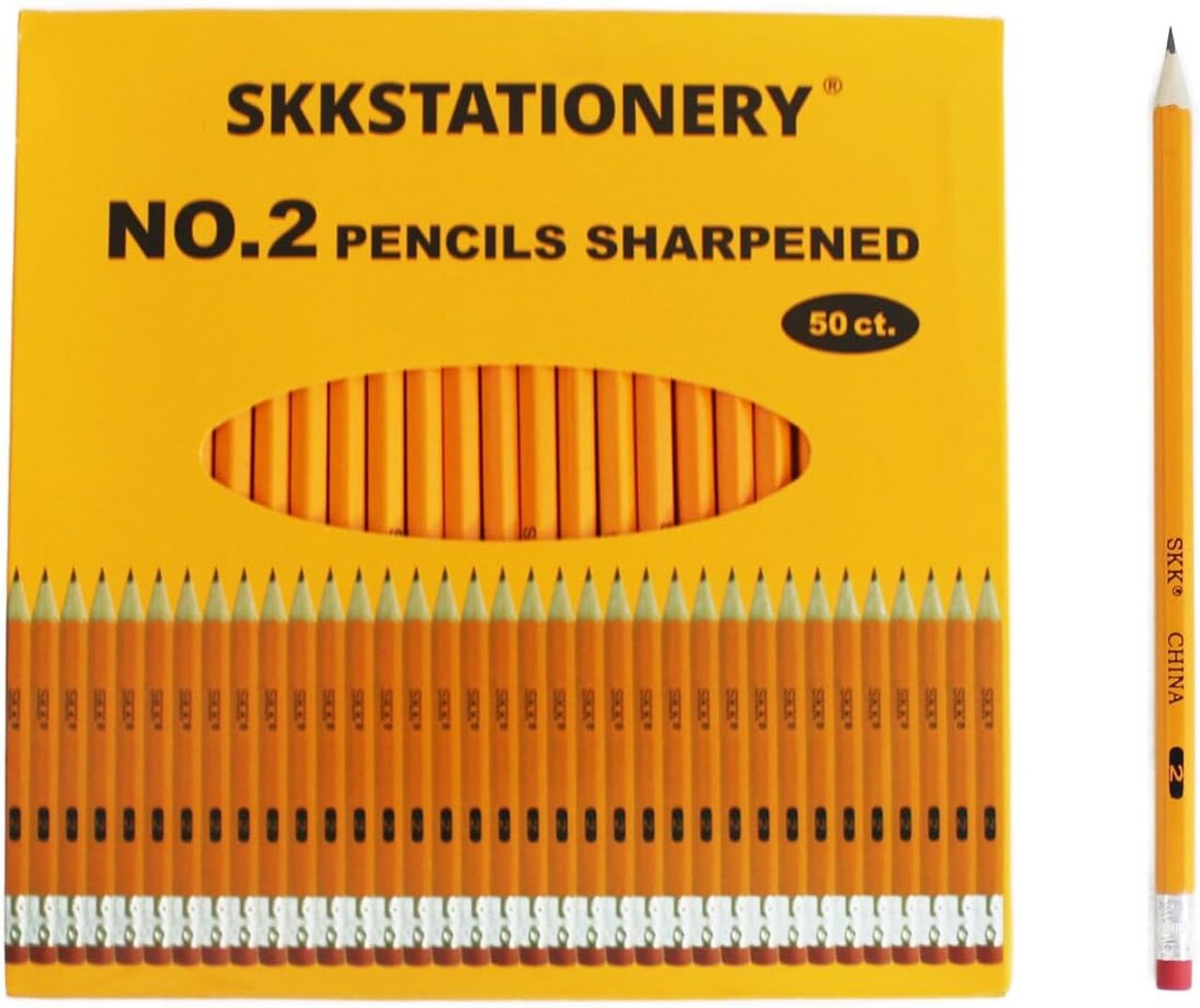 50 Pcs Pre-sharpened pencils, Pencils Sharpened with eraser top, #2 HB pencil, Back to school, 50/box